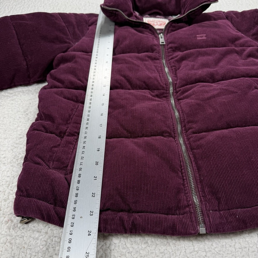 Levi's Zoe Corduroy Puffer Jacket Women's S Burgundy Full Zip Streetwear Casual - Picture 12 of 12